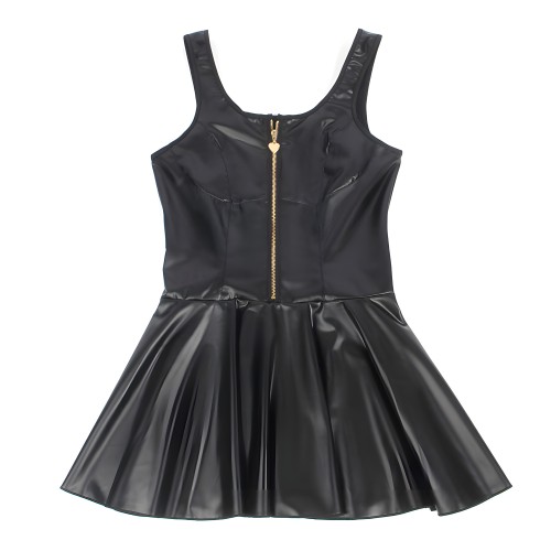 Subblime - 957667 Leather Dress with Heart Zipper Black S/M