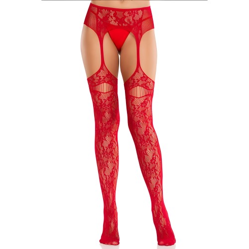 Medias De Encaje Con Ligas Rojo Leg Avenue