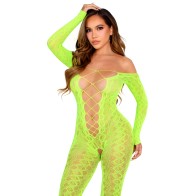 Bodystocking Sin Entrepierna De Encaje De Serpiente Exótica de Leg Avenue