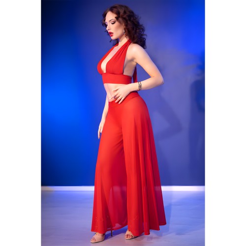 Chilirose Cr 4857 Set Top Y Pantalones Rojo Talla S