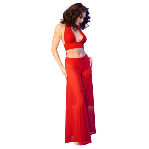 Chilirose - Cr  4857 Set Top Y Pantalones Rojo Talla M