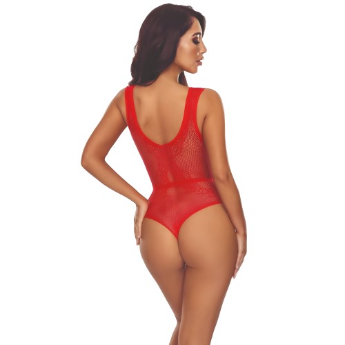 Passion - Bs115 Bodystocking Fishnet Red