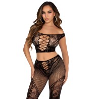 Leg Avenue Crop Top & High Waist Fishnet Leggings Set
