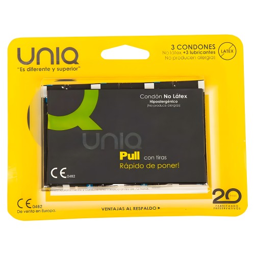 Uniq - Pull Preservativos Con Tiras Sin Látex 3 Unidades