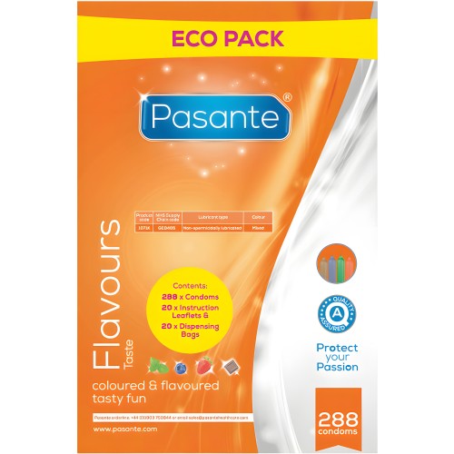 Pasante Eco Pack Flavored Condoms - 288 Units