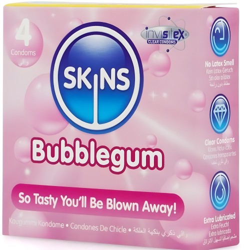 Skins - Premium Condoms Bubblegum Flavor Pack of 4