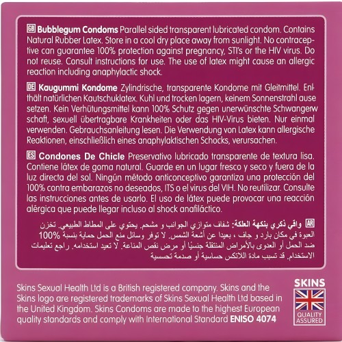 Skins - Premium Condoms Bubblegum Flavor Pack of 4