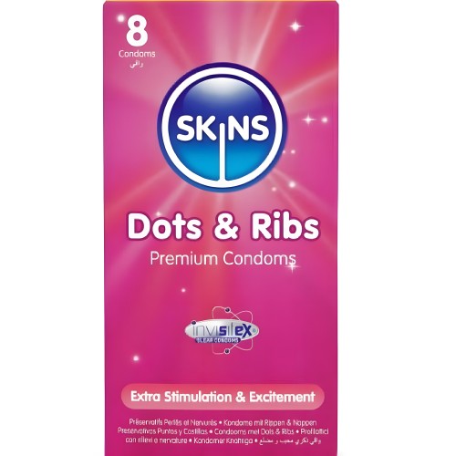 Skins Dots & Ribs Premium Condoms 8 Pack