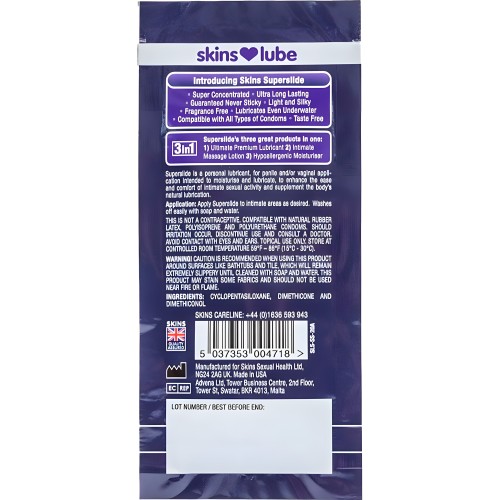 Skins - Superslide Silicone Lubricant Single Dose 5ml