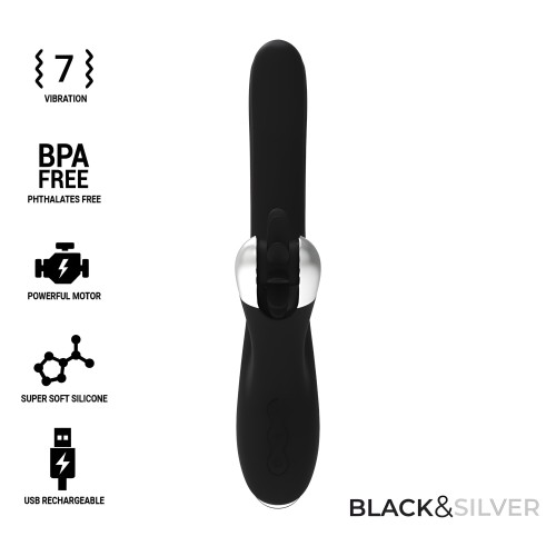 Black&silver Bunny Storm Rotation Vibe - Powerful G-Spot Vibrator