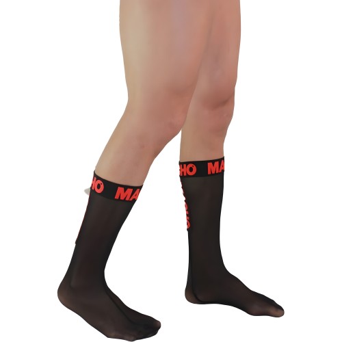 Macho - Calcetines Finos Negro/Rojo Talla Única