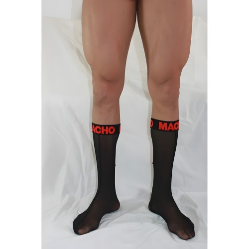 Macho - Calcetines Finos Negro/Rojo Talla Única