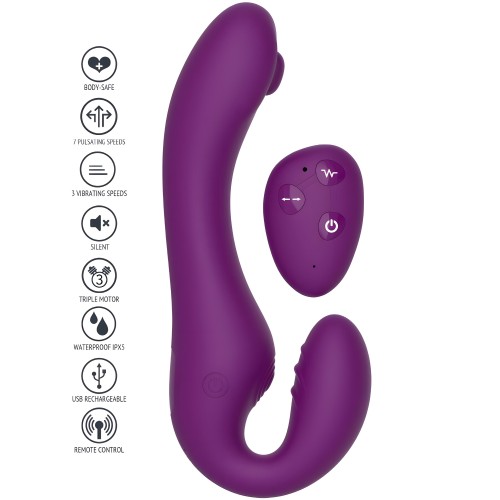 Strapless Strap-on 2-in-1 Vibrator Purple by XOCOON