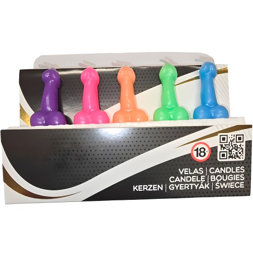 - Caja 5 Velas Forma Pene Diferentes Colores