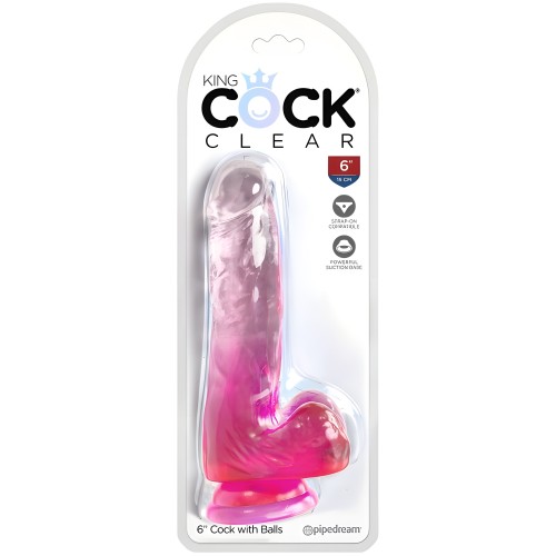 Clear Realistic Penis with Testicles 13.5 Cm by King Cock
