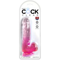 - Clear Pene Realístico Con Testículos 13.5 Cm Rosa