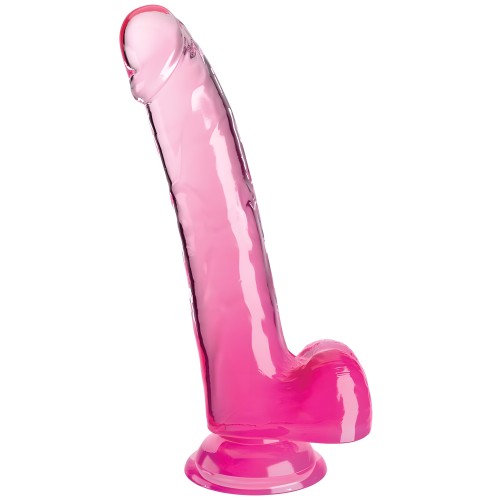 King Cock - Clear Dildo with Balls 20.3 cm Pink