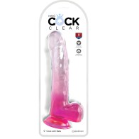 King Cock - Clear Dildo with Balls 20.3 cm Pink