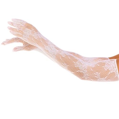 Leg Avenue - Guantes Red Floral Blanco