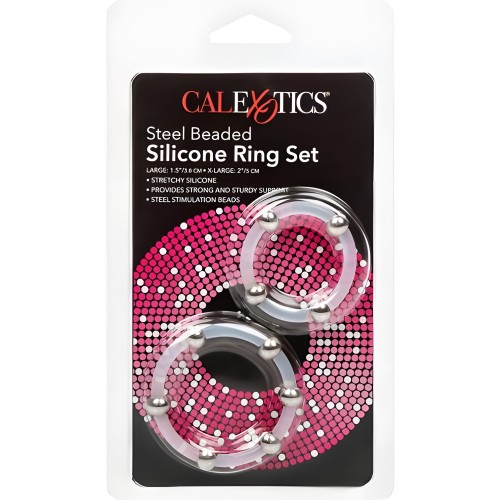 Kit De 2 Uds Anillo De Silicona Con Cuentas De Acero