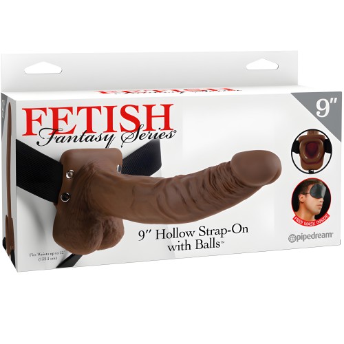 Fetish Fantasy Series - 9 Hollow Strap-On with Balls 22.9 cm Brown
