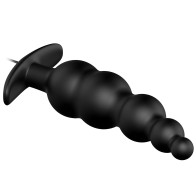 Black Silicone Anal Plug with 12 Vibration Modes