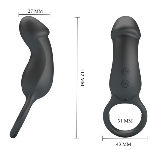 Pretty Love Vibrating Ring with Stimulator in Black