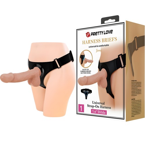 Pretty Love Harness Briefs Arnés Universal Con Dildo Jerry 21.8 Cm Natural