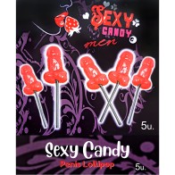 Caja 5 Piruletas Forma Pene Cereza