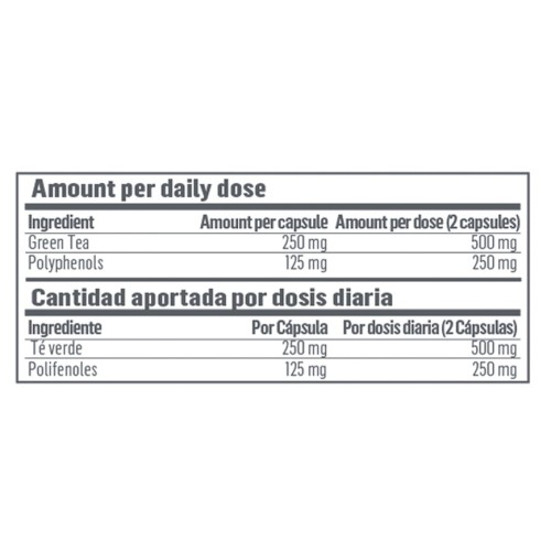 Suplemento Antioxidante Té Verde 90 Cápsulas