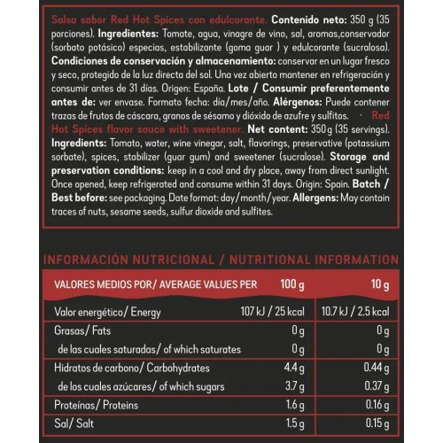 Spicy Chili Sauce Sugar Free and Fat Free - 350g